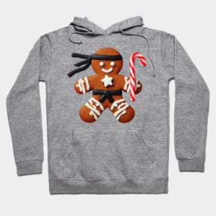 Funny Ninja Gingerbread Man Cookie Candy Cane Sword Hoodie